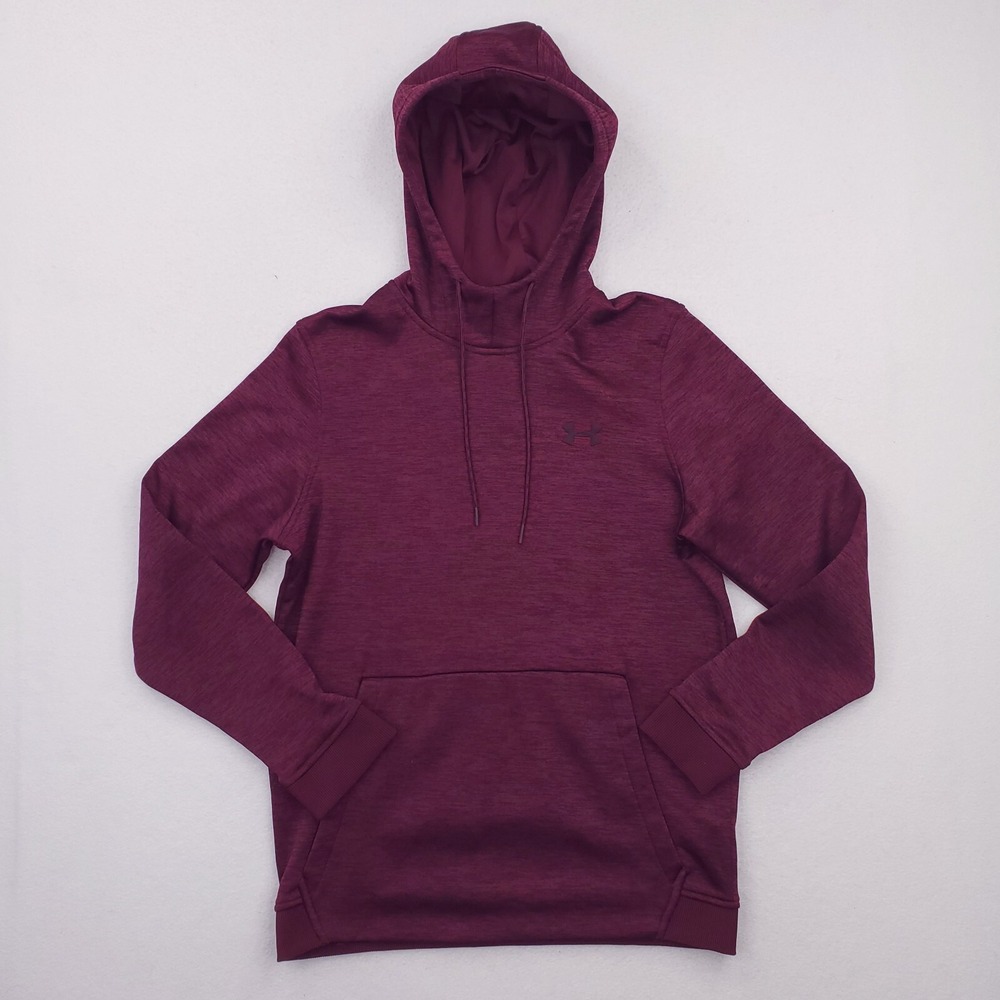 Under Armour Hoodie Womens Small Burgundy Pullover Fleece ColdGear Loose Fit
